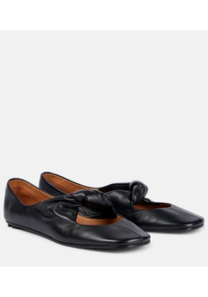 McQueen Bow-detail leather ballet flats