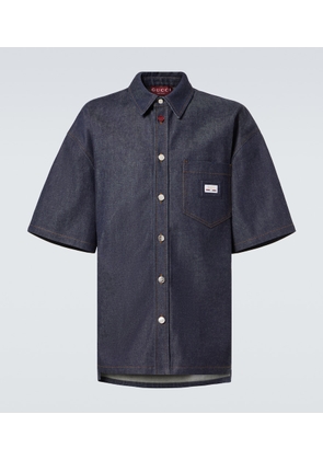 Gucci Web denim bowling shirt