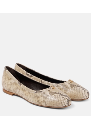 Chloe Marcie snake-effect leather ballet flats