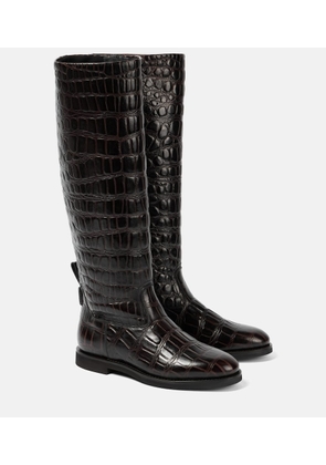 Brunello Cucinelli Croc-effect leather knee-high boots