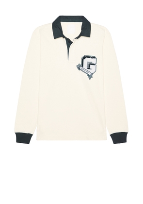 Givenchy Rugby Long Sleeve Polo in White & Green - Cream. Size L (also in M, S, XL/1X, XXL/2X).
