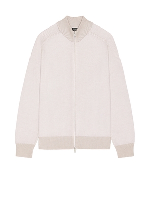 Zegna Cashseta Full Zipper Sweater in Beige - Cream. Size 52 (also in ).