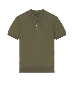 A.P.C. Polo Gregory in Light Khaki - Olive. Size L (also in M).