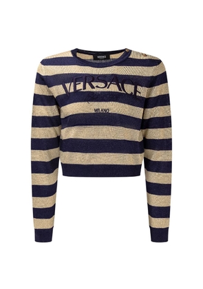 Young Versace Girls Crew Neck Stripe Pattern Sweaters