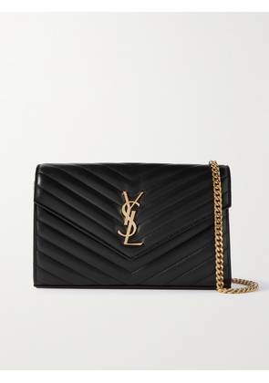 SAINT LAURENT - Cassandre Matelassé Textured-leather Shoulder Bag - Black - One size