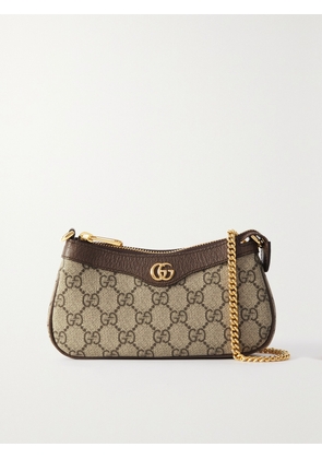 Gucci - Ophidia Mini Textured Leather-trimmed Printed Coated-canvas Shoulder Bag - Brown - One size