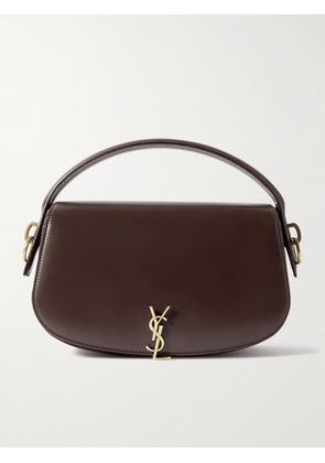 SAINT LAURENT - Voltaire Embellished Leather Shoulder Bag - Brown - One size