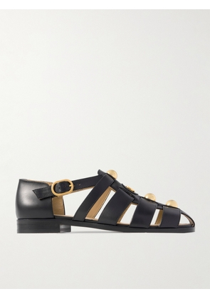 Valentino Garavani - Vlogo Stud-embellished Leather Sandals - Black - IT35,IT36,IT36.5,IT37,IT37.5,IT38,IT38.5,IT39,IT39.5,IT40,IT40.5,IT41,IT41.5,IT42