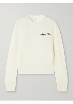 Sporty & Rich - Vendome Embroidered Cashmere And Wool-blend Sweater - Cream - x small,small,medium,large,x large