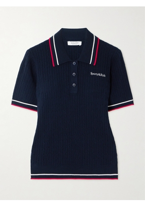 Sporty & Rich - Striped Cable-knit Polo Shirt - Blue - x small,small,medium,large,x large