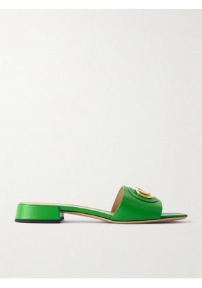 Valentino Garavani - Vlogo Embellished Leather Slides - Green - IT35,IT36,IT36.5,IT37,IT37.5,IT38,IT38.5,IT39,IT39.5,IT40,IT40.5,IT41,IT41.5,IT42