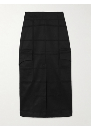 DESTREE - Ines Checko Checked Cotton-jacquard Midi Skirt - Black - x small,small,medium,large