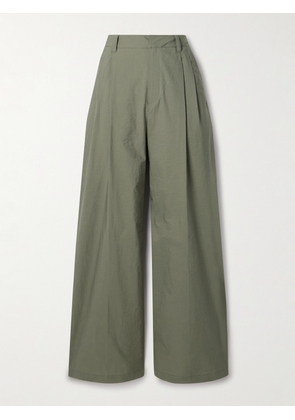 Brunello Cucinelli - Pleated Cotton-blend Shell Wide-leg Pants - Green - IT36,IT38,IT40,IT42,IT44,IT46,IT48,IT50