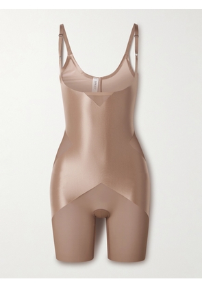 Spanx - Spanxshape™ Satin-x™ Open-bust Mid-thigh Bodysuit - Brown - x small,small,medium,large,x large