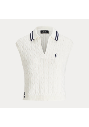 Cable-Knit Sleeveless Polo Shirt