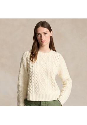 Aran-Knit Wool-Blend Crewneck Jumper