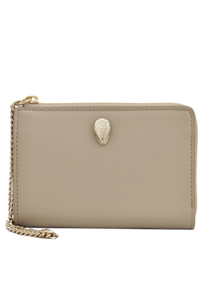 Bvlgari Ivory Serpenti Forever Zipped Leather Card Holder