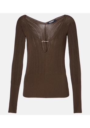 Jacquemus PralÃ¹ logo ribbed-knit top