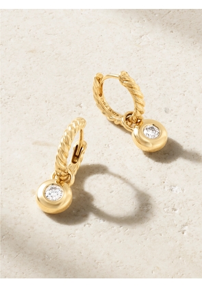 David Yurman - Petite Cable Huggie 18-karat Gold Diamond Hoop Earrings - One size