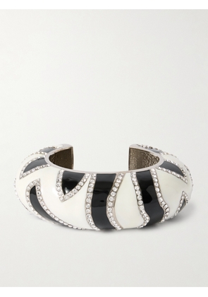 Jacquemus - Zebra Silver-tone, Enamel And Crystal Cuff - Off-white - One size