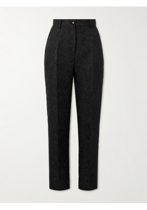 Dolce & Gabbana - Floral-jacquard Matelassé Slim-fit Pants - Black - IT36,IT38,IT40,IT42,IT44,IT46,IT48,IT50