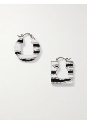 Jacquemus - Rond Carré Silver-tone, Enamel And Crystal Hoop Earrings - White - One size