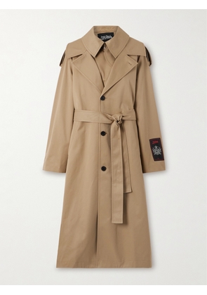 Jean Paul Gaultier - Belted Layered Appliquéd Cotton-twill Trench Coat - Brown - FR 34,FR 36,FR 38