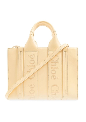 Chloe Woody Small Logo Embroidered Leather Tote