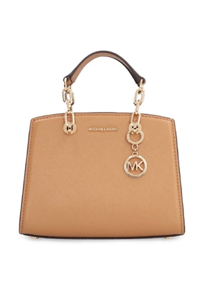 Michael Kors Cynthia Logo-Charm Leather Tote Bag