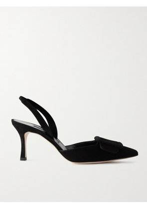 Manolo Blahnik - Maysli 70 Buckled Suede Slingback Pumps - Black - IT35,IT35.5,IT36,IT36.5,IT37,IT37.5,IT38,IT38.5,IT39,IT39.5,IT40,IT40.5,IT41,IT41.5,IT42,IT42.5,IT43