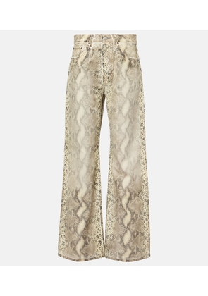 Acne Studios Snake-print mid-rise wide-leg jeans