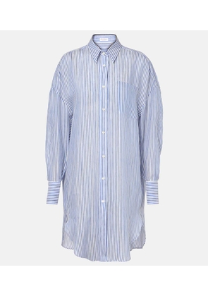 Brunello Cucinelli Monili striped linen and silk organza shirt