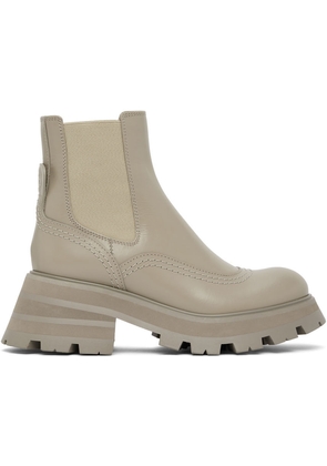 Alexander McQueen Taupe Leather Ankle Boots