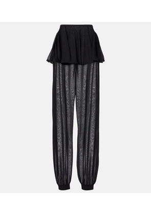 Alaia Mid-rise semi-sheer wide-leg pants