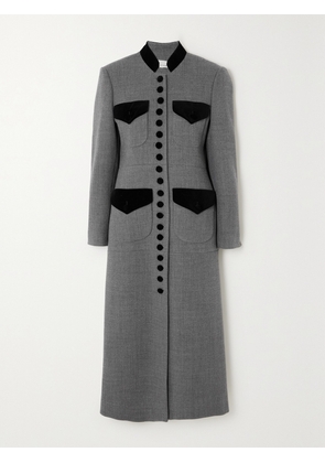 LIBEROWE - + Net Sustain Velvet-trimmed Wool Coat - Gray - x small,small,medium,large