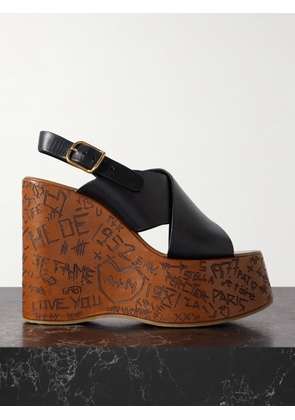 Chloé - Maxime Leather Slingback Platform Wedge Sandals - Black - IT35,IT36,IT37,IT38,IT39,IT40,IT41