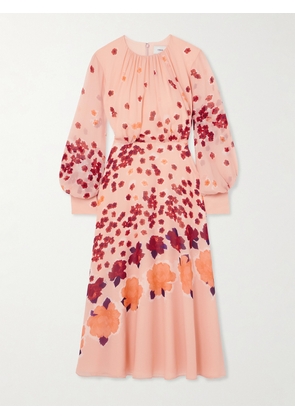 Erdem - Margot Gathered Floral-print Silk-georgette Midi Dress - Multi - UK 6,UK 8,UK 10,UK 12,UK 14,UK 16,UK 18