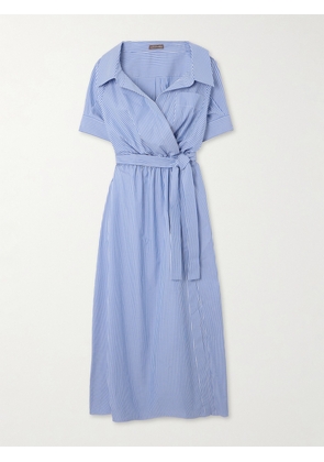 Altuzarra - Lydia Striped Cotton-poplin Midi Wrap Dress - Blue - FR 34,FR 36,FR 38,FR 40,FR 42,FR 44,FR 46