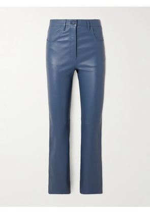 Joseph - Duke Cropped Leather Straight-leg Pants - Blue - FR 32,FR 34,FR 36,FR 38,FR 40,FR 42,FR 44
