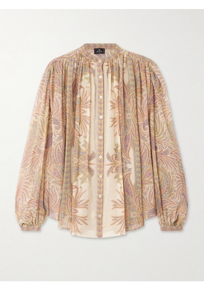 Etro - Gathered Paisley-print Silk-chiffon Blouse - Neutrals - IT36,IT38,IT40,IT42,IT44,IT46,IT48,IT50
