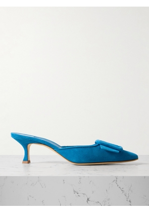 Manolo Blahnik - Maysale 50 Buckled Suede Mules - Blue - IT36,IT36.5,IT37,IT37.5,IT38,IT38.5,IT39,IT39.5,IT40,IT40.5,IT41,IT41.5,IT42