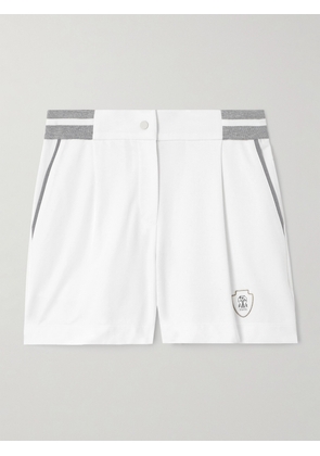 Brunello Cucinelli - Embroidered Stretch-cotton Jersey Tennis Shorts - White - IT38,IT40,IT42,IT44,IT46,IT48,IT50