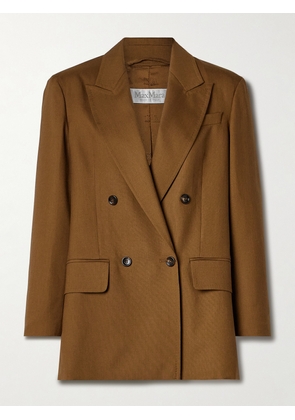 Max Mara - Palanca Double-breasted Wool, Mohair And Silk-blend Blazer - Brown - UK 4,UK 6,UK 8,UK 10,UK 12,UK 14,UK 16,UK 18