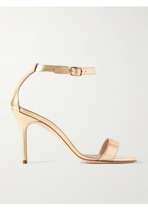 Manolo Blahnik - Chaos 90 Metallic Leather Sandals - Gold - IT36,IT36.5,IT37,IT37.5,IT38,IT38.5,IT39,IT39.5,IT40,IT40.5,IT41,IT41.5,IT42