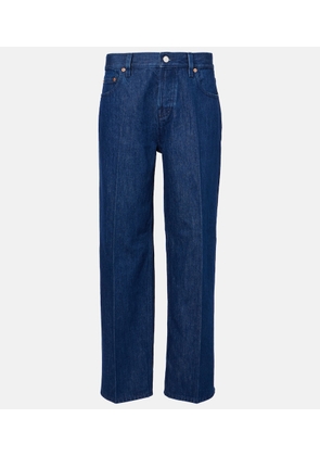 Gucci Leather-trimmed straight jeans