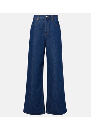 Gucci Leather-trimmed wide-leg jeans