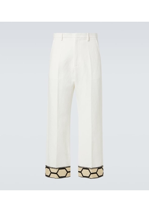 Valentino Jacquard cotton and linen wide-leg pants