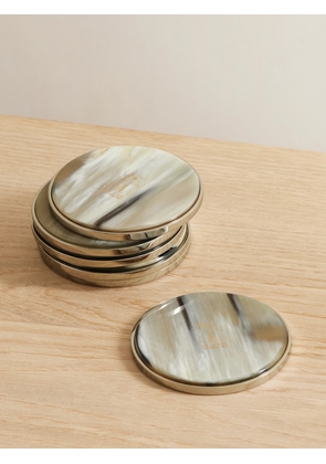 Brunello Cucinelli - Set Of Six Horn And Silver-tone Coasters - Cream - One size