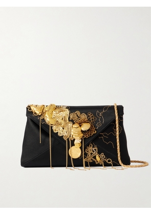 Dries Van Noten - Embellished Satin Clutch - Black - One size