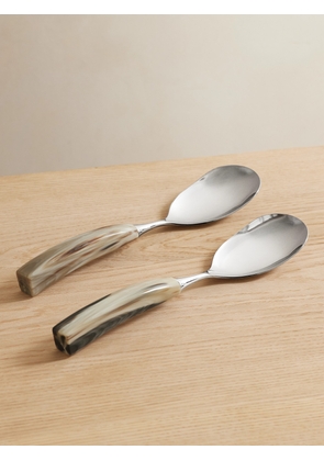 Brunello Cucinelli - Set Of Two Stainless Steel And Horn Serving Spoons - Cream - One size